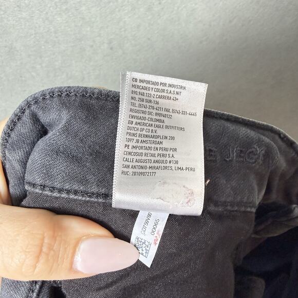 American Eagle High-Rise Jegging Jeans Black Stretch Distressed Lace Detail 16R - Picture 11 of 14